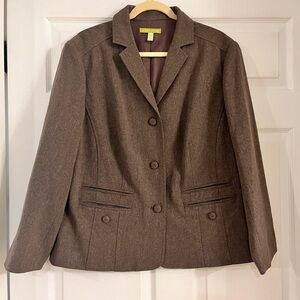 Sigrid Oleson brown metallic thread blazer women’s size 14W dark academia‎